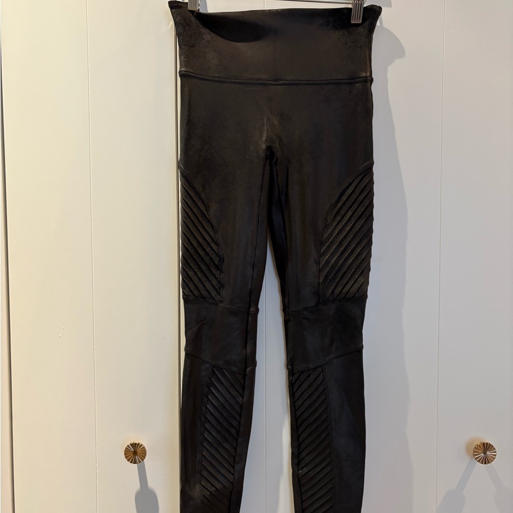 SPANX Moto Black Textured Leggings